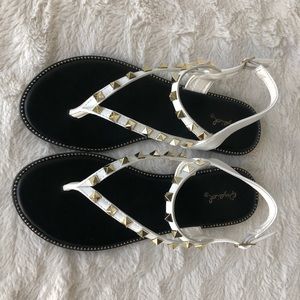 White Studded Gladiator Sandals
